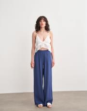 zaina beli lastikli bol paça pantolon indigo 2