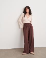 zaina beli lastikli bol paça pantolon kahve