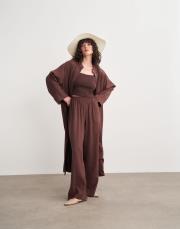 zaina beli lastikli bol paça pantolon kahve 2