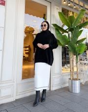 şerit geçiş etek ekru