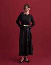 yanı yırtmaçlı içlik elbise siyah