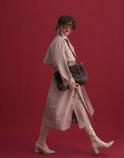 gagass kuşaklı düğmeli trench vizon