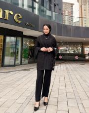 kolu broşlu üçlü takım siyah 3