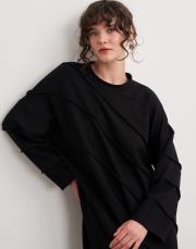 jose dikiş detay basic elbise siyah 2