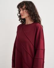 jose dikiş detay basic elbise bordo 2
