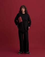 celia pile detaylı palazzo pantolon siyah 4