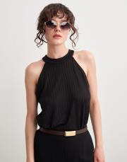 mi ithal gold çerçeveli oval güneş gözlüğü siyah 2