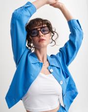 vh ithal leopar çerçeveli güneş gözlüğü mavi 2