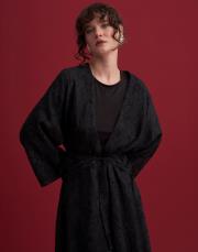 ellery ipek keten karışımı yakma abaya siyah