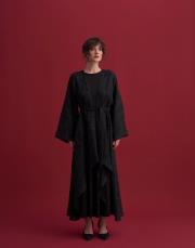 ellery ipek keten karışımı yakma abaya siyah 2
