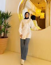 fiona canvas anvelop detay gömlek ekru