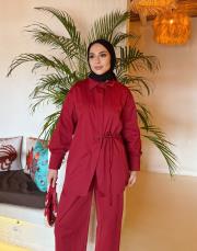 fiona canvas anvelop detay gömlek kırmızı