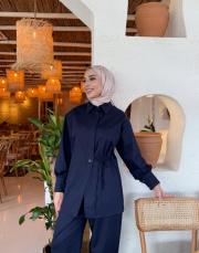 fiona canvas anvelop detay gömlek lacivert