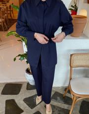 fiona canvas anvelop detay gömlek lacivert 3