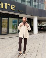 drew pamuk keten çift taraflı bomber ceket bej 3