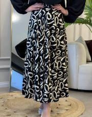 desenli saten etek siyah 3