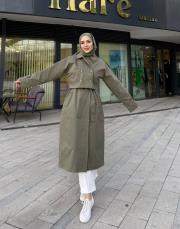 iki parça tasarım trenc haki