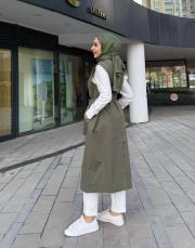 iki parça tasarım trenc haki 3