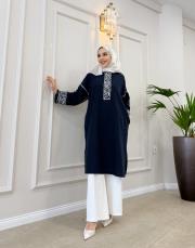 alessa keten uzun tunik lacivert