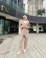 carla üç iplik cep detaylı hırka vizon