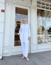 begonıa pamuk keten nakışlı gömlek beyaz 2