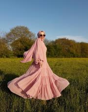 elenya şifon elbise pembe