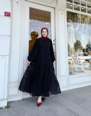 elenya şifon elbise siyah 2