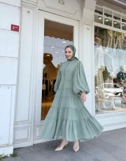 elenya şifon elbise yeşil