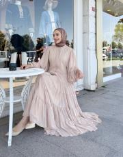 elenya şifon elbise bej