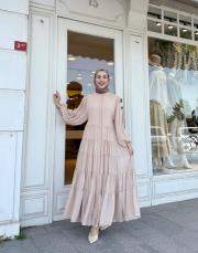 elenya şifon elbise bej 3