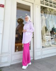 desa çizgili nakışlı gömlek pembe 2