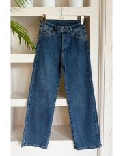 taşlı straight jean pantolon lacivert