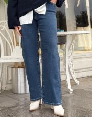 taşlı straight jean pantolon lacivert 2