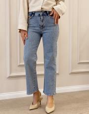 taşlı straight jean pantolon mavi 3