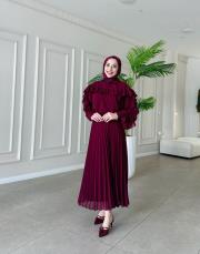 merly yakası bağlamalı şifon tunik bordo 2