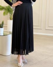 merly altı volanlı şifon etek siyah