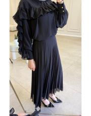 merly altı volanlı şifon etek siyah 2