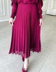 merly altı volanlı şifon etek bordo