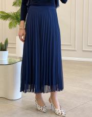 merly altı volanlı şifon etek lacivert