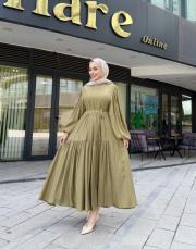 talia viscon katkat elbise yağ yeşili 4