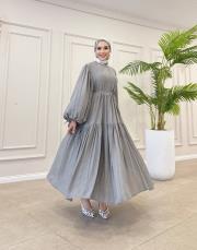 talia viscon katkat elbise gri