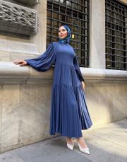 talia viscon katkat elbise mavi 2
