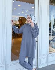 noppe inci detay basic sweat gri