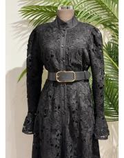 güpür düğmeli kemerli ithal siyah 2