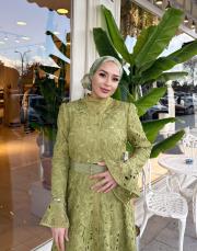 güpür düğmeli kemerli ithal yeşil 4