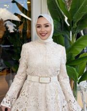 güpür düğmeli kemerli ithal krem 4