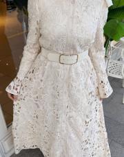 güpür düğmeli kemerli ithal krem 5