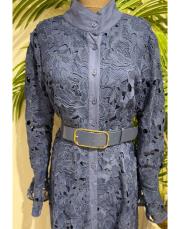 güpür düğmeli kemerli ithal lacivert 3