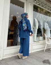 bomber ceketli bol paça takım buz mavi 3