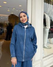 bomber ceketli bol paça takım buz mavi 4